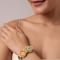 Orange Bracelet With Geometric Motifs And Studded Kundan Polki
