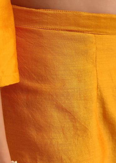Orange Embroidered Chanderi Anarkali Set With Bandhani And Leheriya Dupatta