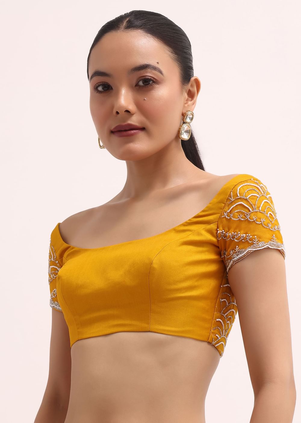 Orange Embroidered Organza Saree With Unstitched Blouse