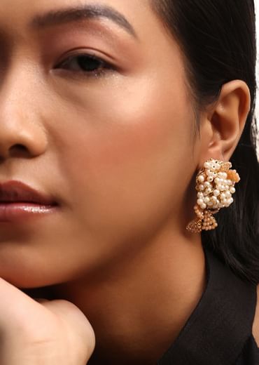 Orange Handcrafted Stud Earrings Earring In Mix Metal
