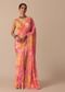 Orange Muslin Saree With Kaleidoscope Prints And Unstitched Blouse Piece