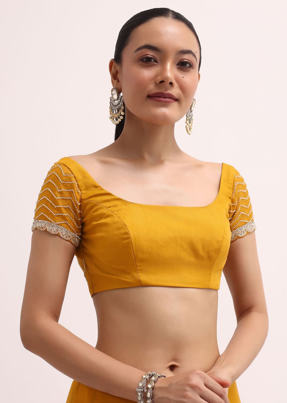 Orange Organza Saree With Unstitched Blouse