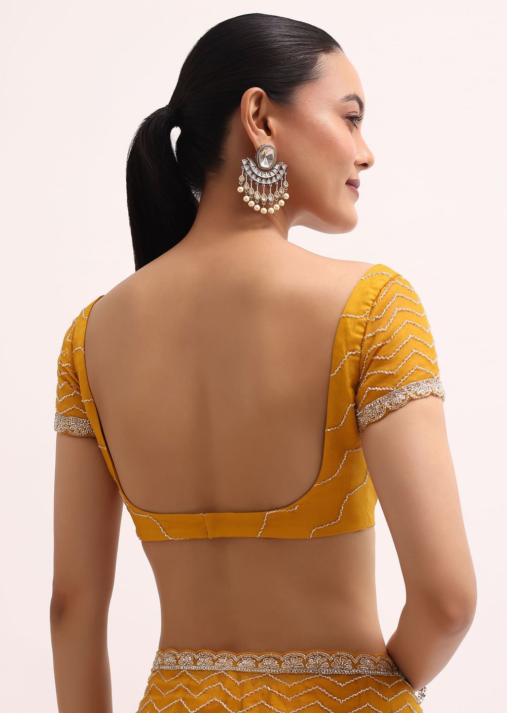 Orange Organza Saree With Unstitched Blouse