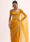 Orange Organza Saree With Unstitched Blouse