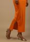 Orange Shapewear Saree Petticoat In Cotton Lycra With Elastic Waistband And Slit