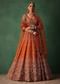 Orange Tussar Zardosi Embroidered Lehenga With Blouse And Dupatta