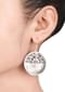 Oxidised Silver Designer Hand Crafted In Oval Shape With Carved Flowers Made In Sterling Silver By Sangeeta Boochra