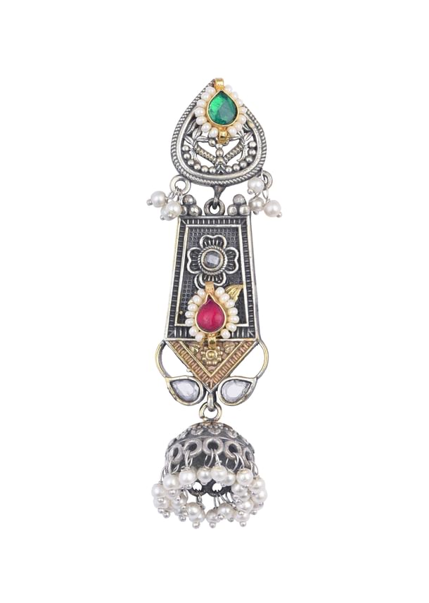 Oxidized Meenakari Necklace With Long Jhumkas Oxidized Meenakari Necklace With Long Jhumkas
