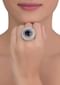 Gunmetal grey stone studded round ring with midnight blue crystal in the center only on Kalki