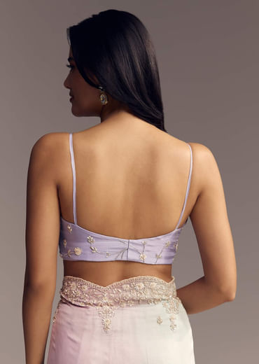 Pastel Ombre Organza Saree With Floral And Butti Embroidery