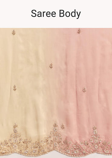 Pastel Ombre Organza Saree With Floral And Butti Embroidery