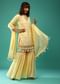 Pastel Yellow Sharara Suit In Georgette With Lucknowi Embroidered Moroccan Jaal Along With Gotta Abla  And Tassel Details
