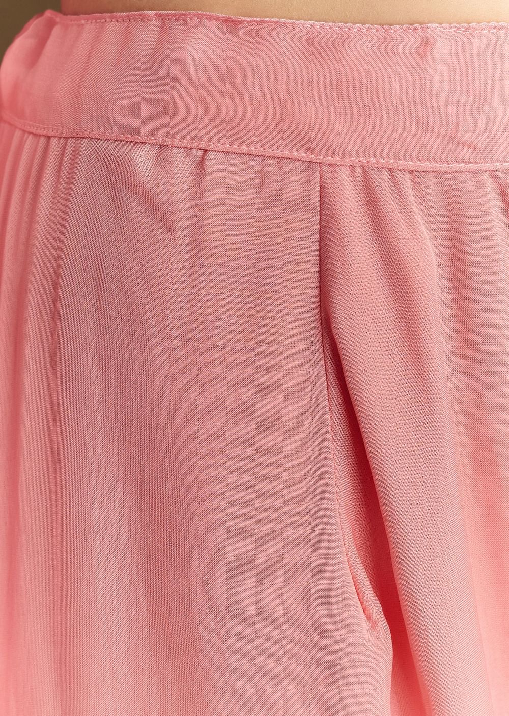 Pastel Pink Chanderi Sharara Suit With Cut Dana Sequins