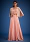 Peach Georgette Embroidered Cape Lehenga Set