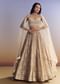 Peach Georgette Lehenga Set With Cut Dana Moti Work