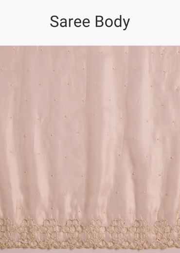 Peach Glass Tissue Saree With Cutdana And Beads Scallop Border