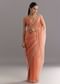 Peach Glass Tissue Saree With Cutdana Sequins Embroidery And Cutwork Scallop Border