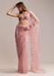 Peach Net Saree With Sequin Embroidery