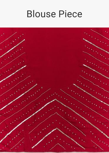 Peach Red Shaded Tissue Saree With Cutwork Scallop Border