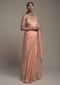 Peach Saree In Satin With Cut Dana And Zardosi Embroidered Stripes And Unstitched Blouse Online - Kalki Fashion