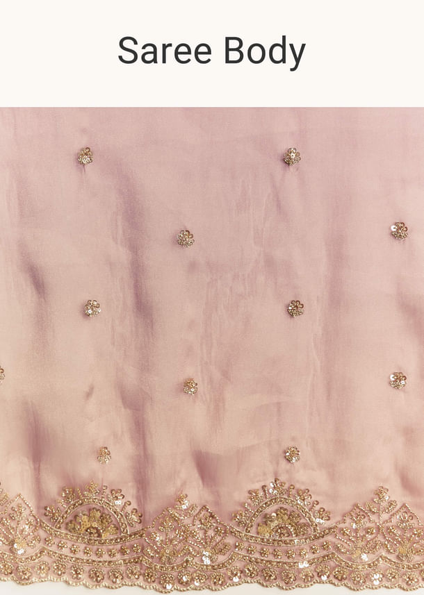 Peach Shaded Tissue Saree With Heavy Embroidered Blouse