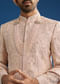 Peach Silk Groom Sherwani Set With Zardosi Embroidery