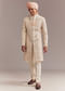 Peach Silk Sherwani For Groom With Floral And Paisley Motifs
