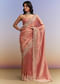 Peach Tissue Silk Saree With Heavy Hand Embroidery