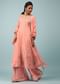 Peach Amber Embroidered Palazzo Suit In Georgette