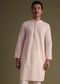 Peach Chikankari Festive Kurta Set In Lucknowi