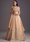 Peach Embroidered Choli And Sequin Work Lehenga With Organza Dupatta