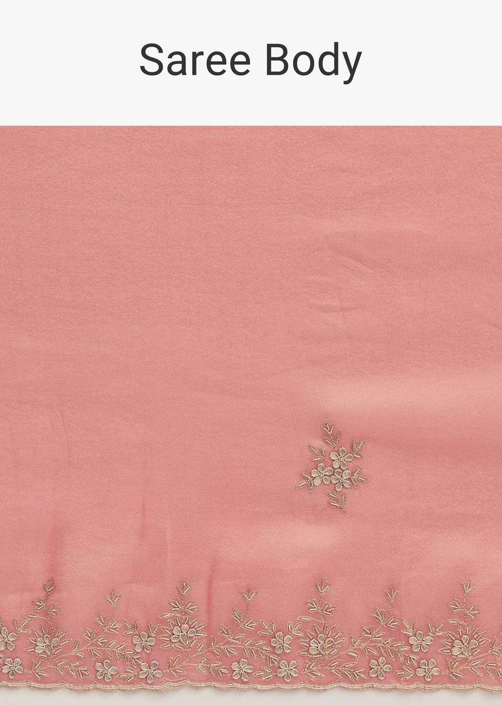 Peach Embroidered Tissue Saree With Unstitched Blouse