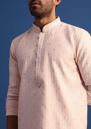 Peach Foil Printed Kurta Set