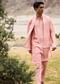 Peach Hand Embroidered Linen Bandi Kurta Set