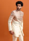 Peach Ombre Indowestern Set With Foil Work For Men