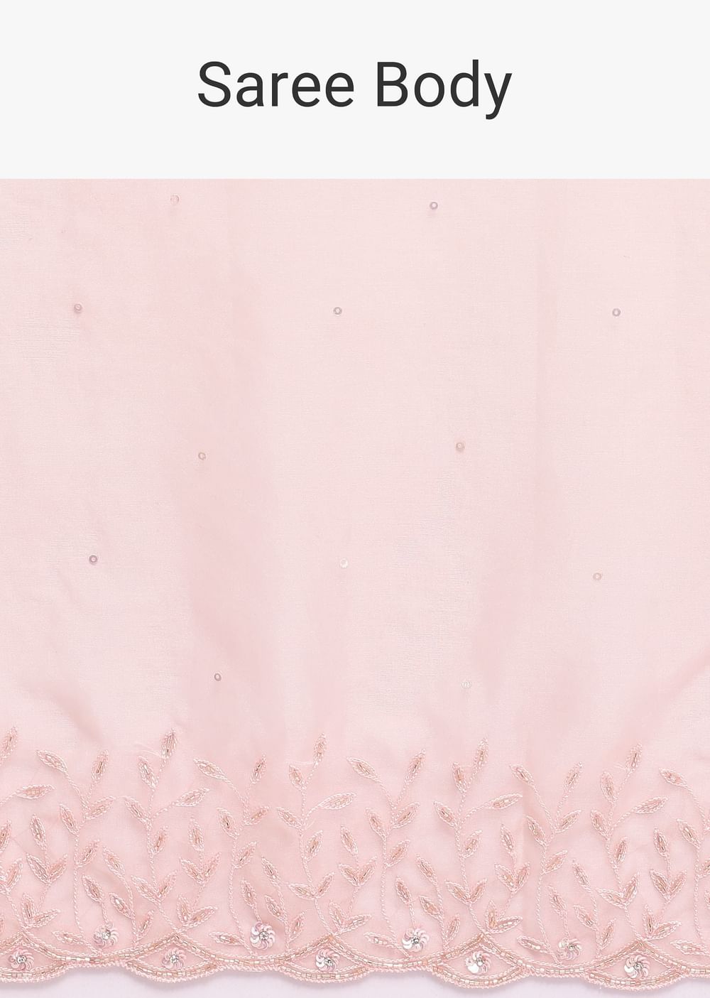 Peach Organza Saree In Sequins With Unstitched Blouse