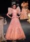Peach Zardosi Lehenga With Dramatic Net Sleeves Blouse