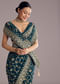 Peacock Blue Georgette Woven Saree With Floral Border
