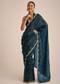 Peacock Blue Tissue Saree With Sequin And Cutdana Border And Unstitched Blouse