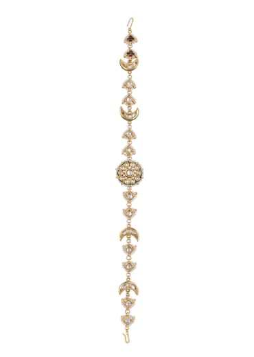 Pearl And Kundan Studded Gold Mathapatti With Meenakari Work
