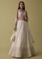 Pearl White Lehenga Suit Set In Georgette With Lucknowi Embroidery