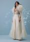 Pearl White Satin Indowestern Embroidered Jumpsuit With Net Shrug