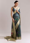 Pencil Grey Dola Silk Woven Muniya Paithani Saree With Zari Border