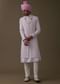 Petal Pink Sherwani Set In Tussar With Moti Work