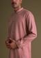 Petal Pink Kurta Set In Silk With Mirror Embroidery