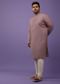Petal Pink Mirror And Thread Embroidered Kurta Set In Silk