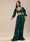 Pine Green Embroidered Blouse And Drape Skirt
