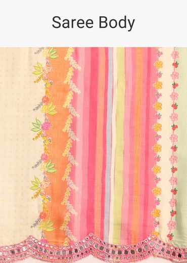 Pink Abstract Printed Muslin Saree With Unstitched Blouse