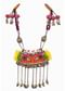 Pink And Multicolor Hand Embroidered Thread And Beaded Boho Necklace kalki