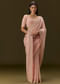 Pink Banarasi Tissue Saree With Velvet Embroidered Blouse